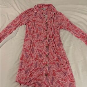 Posh Peanut Pink Leopard Print Button-Front Sleep Shirt